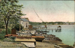 Along the shore of the Thames, Pequot Avenue Postcard