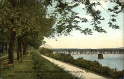 River Front Park and R.R. Bridges Harrisburg, PA Postcard Postcard