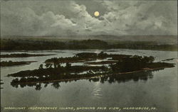 Moonlight, Independence Island showing Fair View Harrisburg, PA Postcard Postcard