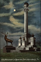 Elk's Monument in Reservoir Park Harrisburg, PA Postcard Postcard