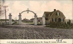 Main Gate and Office at Dreamwold Farm of Mr Thomas W Lawson Postcard