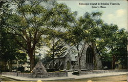 Episcopal Church and Drinking Fountain Quincy, MA Postcard Postcard