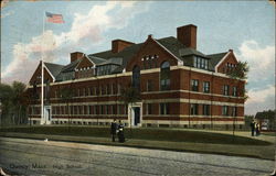 Street View of High School and Grounds Quincy, MA Postcard Postcard