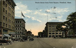 North Street from Park Square Pittsfield, MA Postcard Postcard