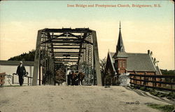 Iron Bridge and Presbyterian Church Postcard