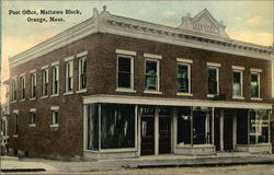 Post Office, Mattawa Block Orange, MA Postcard Postcard