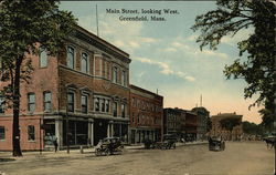 Main Street. Looking West Greenfield, MA Postcard Postcard