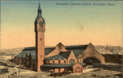 Worcester Railroad Station Massachusetts Postcard Postcard