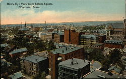 Bird's Eye View from Salem Square Worcester, MA Postcard Postcard