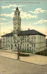 City Hall Looking Northeast Worcester, MA Postcard Postcard