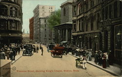 Tremont Street, showing King's Chapel Postcard