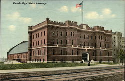 Street View of Cambridge State Armory Massachusetts Postcard Postcard