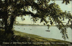 Glimpse of Merrimac River from Main Street, looking East Amesbury, MA Postcard Postcard