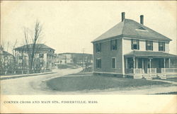 Corner Cross and Main Streets, Fisherville South Grafton, MA Postcard Postcard