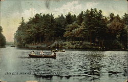 Lake Ellis Showing Island Athol, MA Postcard Postcard