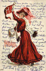 Harvard College Girl College Girls Postcard Postcard