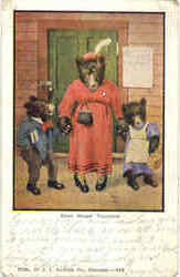 Busy Bears Vacation J. I. Austen Co. Postcard