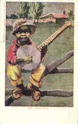 Happy Days 207 Banjo J. I. Austen Co. Black Americana Postcard Postcard