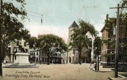 Greetings From Portland, Longfellow Square Maine Postcard Postcard