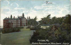 Western Promenade And Maine General Hospital Postcard