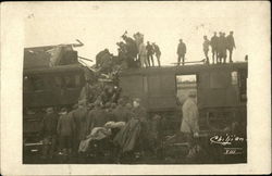 People Gathered Around Train Wreck Postcard