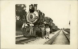 Four Men Near Locomotive 8573 Trains, Railroad Postcard Postcard