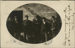 Six Men Posing By Side of Building, RPO Postcard Postcard