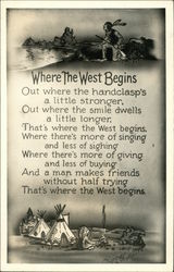 Where the West Begins Cowboy Western Postcard Postcard