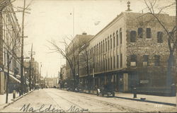 Street Scene Malden, MA Postcard Postcard