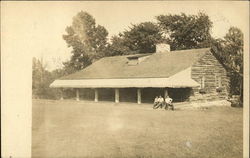 Log longhouse with canvas awning Buildings Postcard Postcard