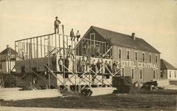 Hotel Central and Men Building Structure Next Door Buildings Postcard Postcard