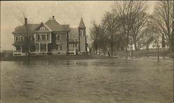 Flooded streets in Hatfield Massachusetts, 1927 Postcard