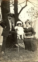 Portrait of Couple with Child Postcard