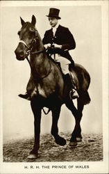 H.R.H. The Prince of Wales on Horseback Royalty Postcard Postcard