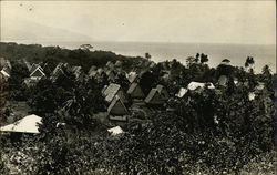 Tropical oceanside huts Honduras Architecture Postcard Postcard