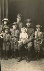 Family portrait father with children Postcard