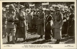 H.R.H. Prince of Wales' Indian Tour. The Prince Inspecting Native Girl Guides, Bombay Postcard Postcard