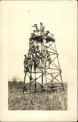 Boy Scouts Climbing Tower Postcard Postcard