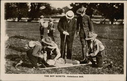 The Boy Scouts: Ambulance Drill Postcard Postcard