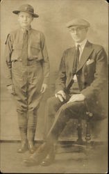 Portrait of Boy Scout and a man Postcard