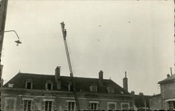 Men on Large Ladder Above Building Boy Scouts Postcard Postcard