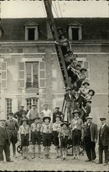 Boy Scouts Climbing Ladder Postcard