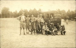 Boy Scouts gather around the Troop truck at camp Postcard