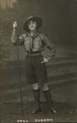 Studio portrait of a Girl Guide in uniform - Dora Dobson Girl Scouts Postcard Postcard