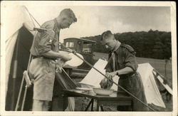 Two Scouts Washing Dishes Postcard