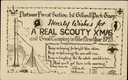 Darlmoor Forest Section: 1st Gillwell Park Troop: Hearty Wishes for "A Real Scouty Xmas" Postcard