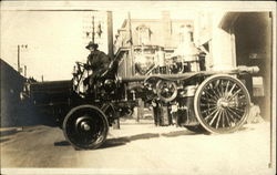 Early era steam powered fire truck Postcard