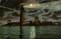 Moonlight Graves Light Boston, MA Postcard Postcard