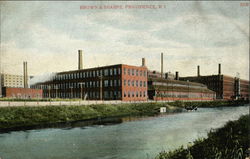 View of Brown & Sharps across the Water Providence, RI Postcard Postcard