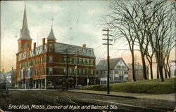 Corner of Main and Belmont Streets Postcard